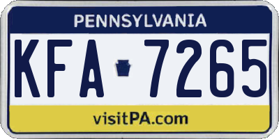 PA license plate KFA7265