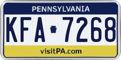 PA license plate KFA7268