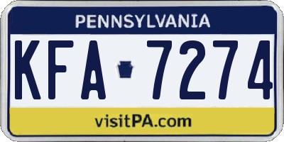 PA license plate KFA7274