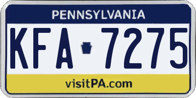 PA license plate KFA7275
