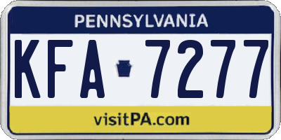 PA license plate KFA7277