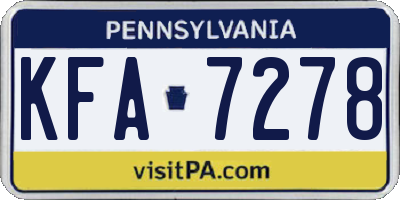 PA license plate KFA7278