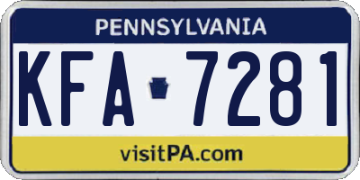 PA license plate KFA7281