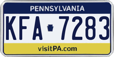 PA license plate KFA7283