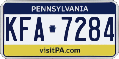 PA license plate KFA7284