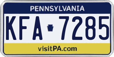 PA license plate KFA7285