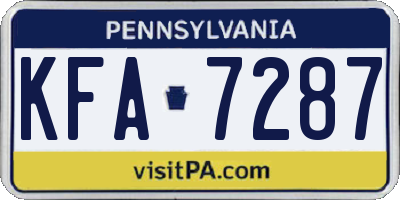 PA license plate KFA7287