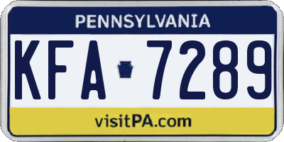 PA license plate KFA7289