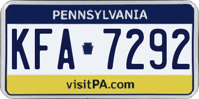PA license plate KFA7292