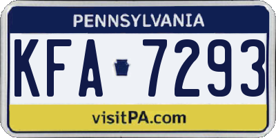 PA license plate KFA7293