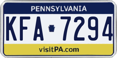 PA license plate KFA7294