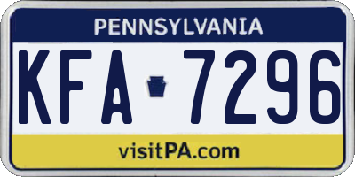 PA license plate KFA7296