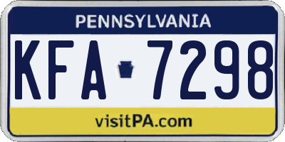 PA license plate KFA7298