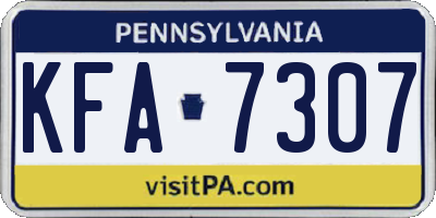 PA license plate KFA7307