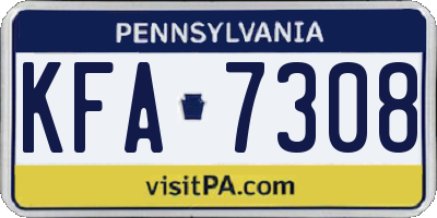 PA license plate KFA7308
