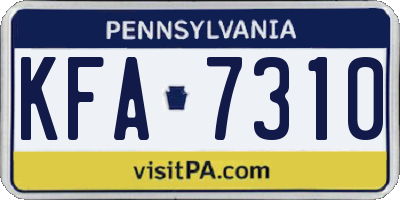 PA license plate KFA7310