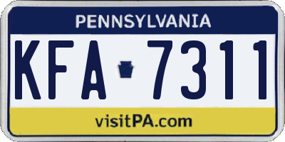 PA license plate KFA7311