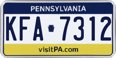 PA license plate KFA7312