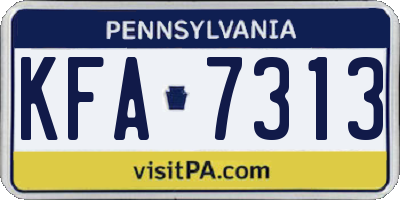 PA license plate KFA7313