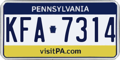 PA license plate KFA7314