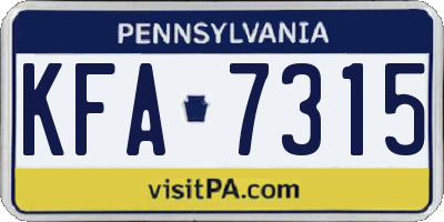 PA license plate KFA7315