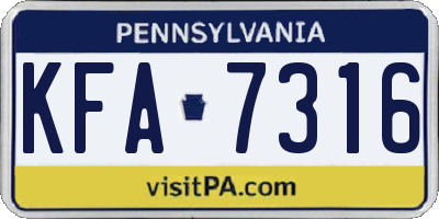 PA license plate KFA7316