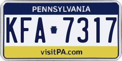 PA license plate KFA7317