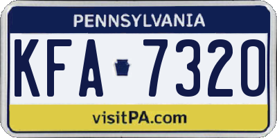 PA license plate KFA7320
