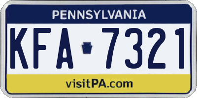 PA license plate KFA7321