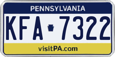 PA license plate KFA7322