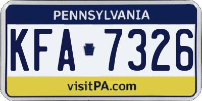 PA license plate KFA7326