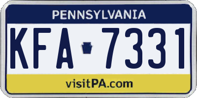 PA license plate KFA7331