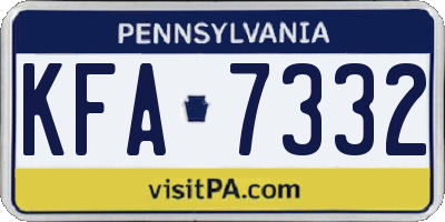 PA license plate KFA7332