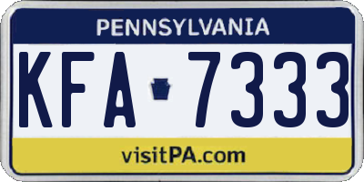 PA license plate KFA7333