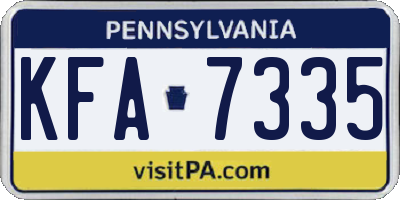 PA license plate KFA7335