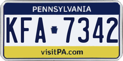 PA license plate KFA7342