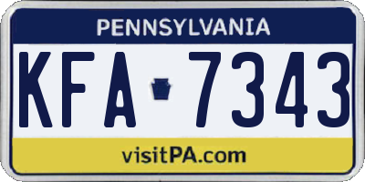 PA license plate KFA7343