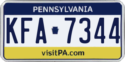 PA license plate KFA7344
