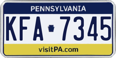 PA license plate KFA7345