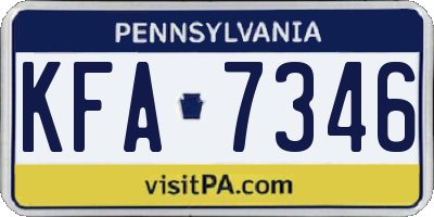 PA license plate KFA7346