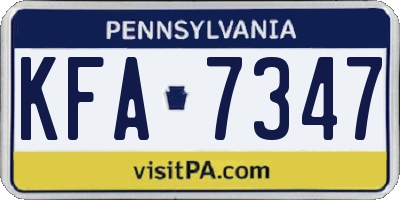 PA license plate KFA7347