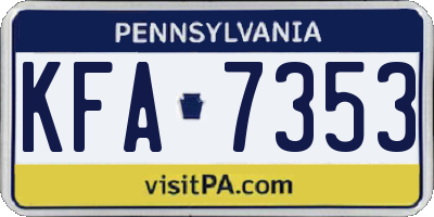 PA license plate KFA7353