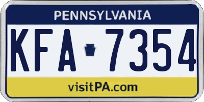 PA license plate KFA7354