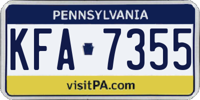 PA license plate KFA7355