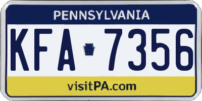 PA license plate KFA7356