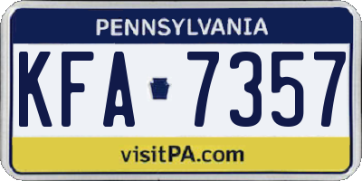PA license plate KFA7357