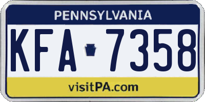 PA license plate KFA7358