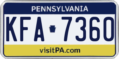 PA license plate KFA7360