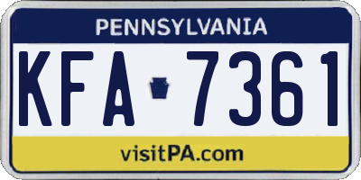 PA license plate KFA7361