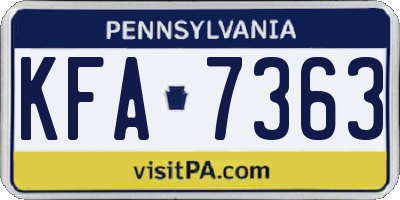 PA license plate KFA7363